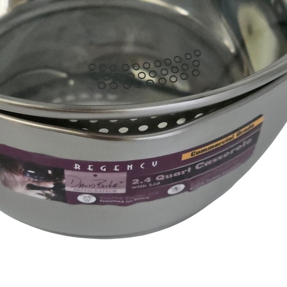 David Burke Cookware Regency 2.4Qt Stainless Steel Casserole Pot Straining Lid‎ - Picture 14 of 15